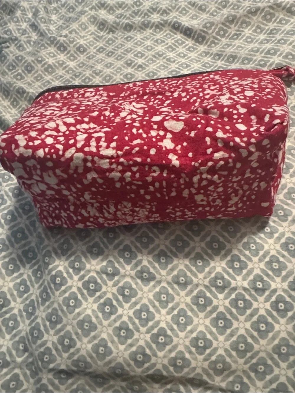Red and White Speckled Zip Pouch